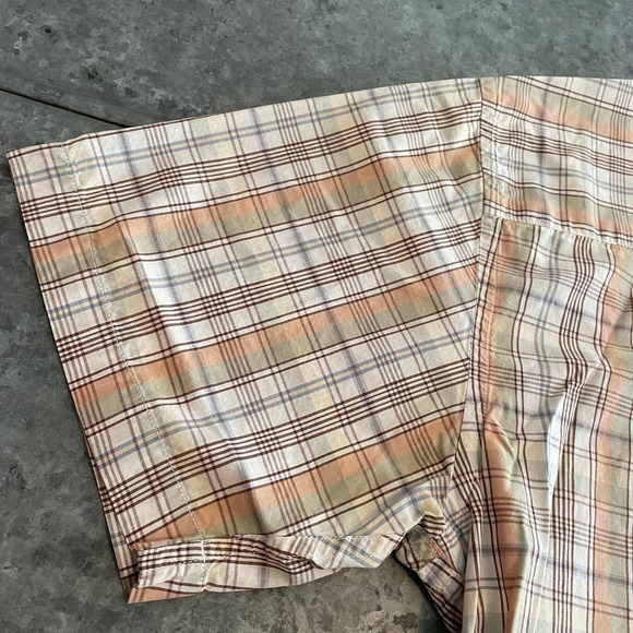 Vintage Pendleton Short Sleeve Plaid Shirt Mens Medium Tan Brown Green Neutral - Picture 10 of 12